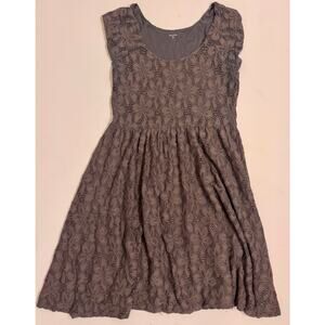 Garnet Hill Women's Floral Lace A-Line Dress Gray Size 12 Knee Length Stretch